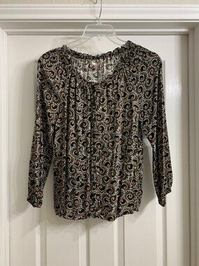 White Stag Women's Brown and White Blouse, Size Small